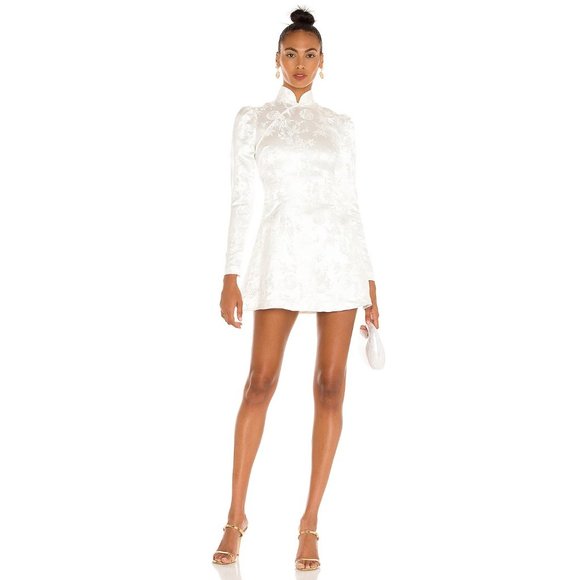 SAU LEE Joyce Dress Champagne Floral Mandarin Asian Qipao Chinese Cheongsam US 4 - Picture 6 of 13